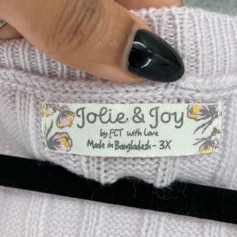 Jolie & Joy Women’s Purple Cable Knit Sleeveless Cropped V-Neck Sweater Vest 3X - Picture 5 of 11